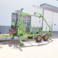 forestry machine timber trailer with crane log loader trailer